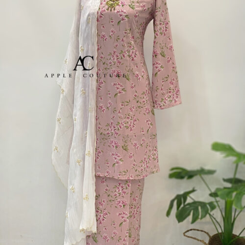 CAMELIA KURUNG PRINTED CHIFFON DUSTY PINK