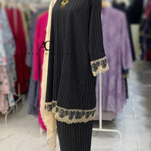 INANG KURUNG COTTON SULAM BLACK