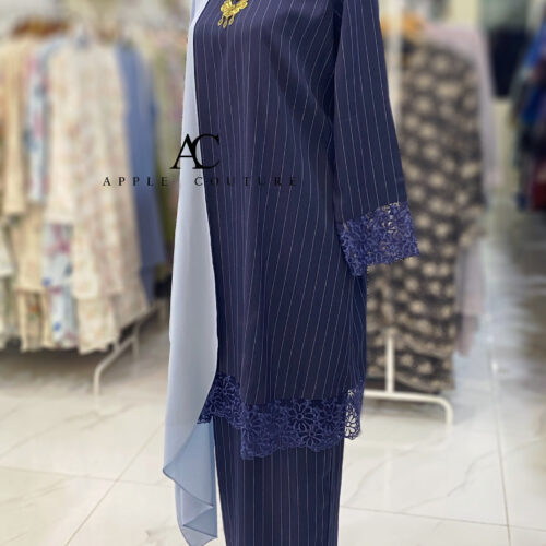 INANG KURUNG COTTON SULAM BLUE BLACK