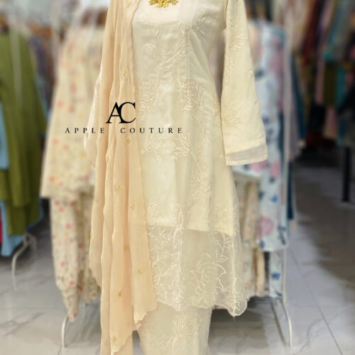 CAMELIA KURUNG LABUH WRINKLES ORGANZA CREAM
