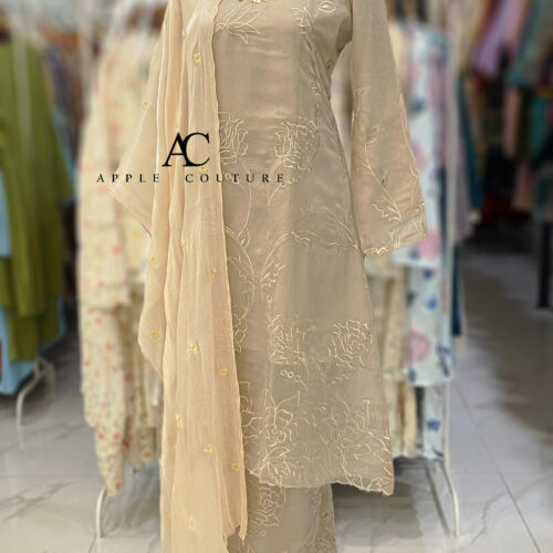 CAMELIA KURUNG LABUH WRINKLES ORGANZA BEIGE