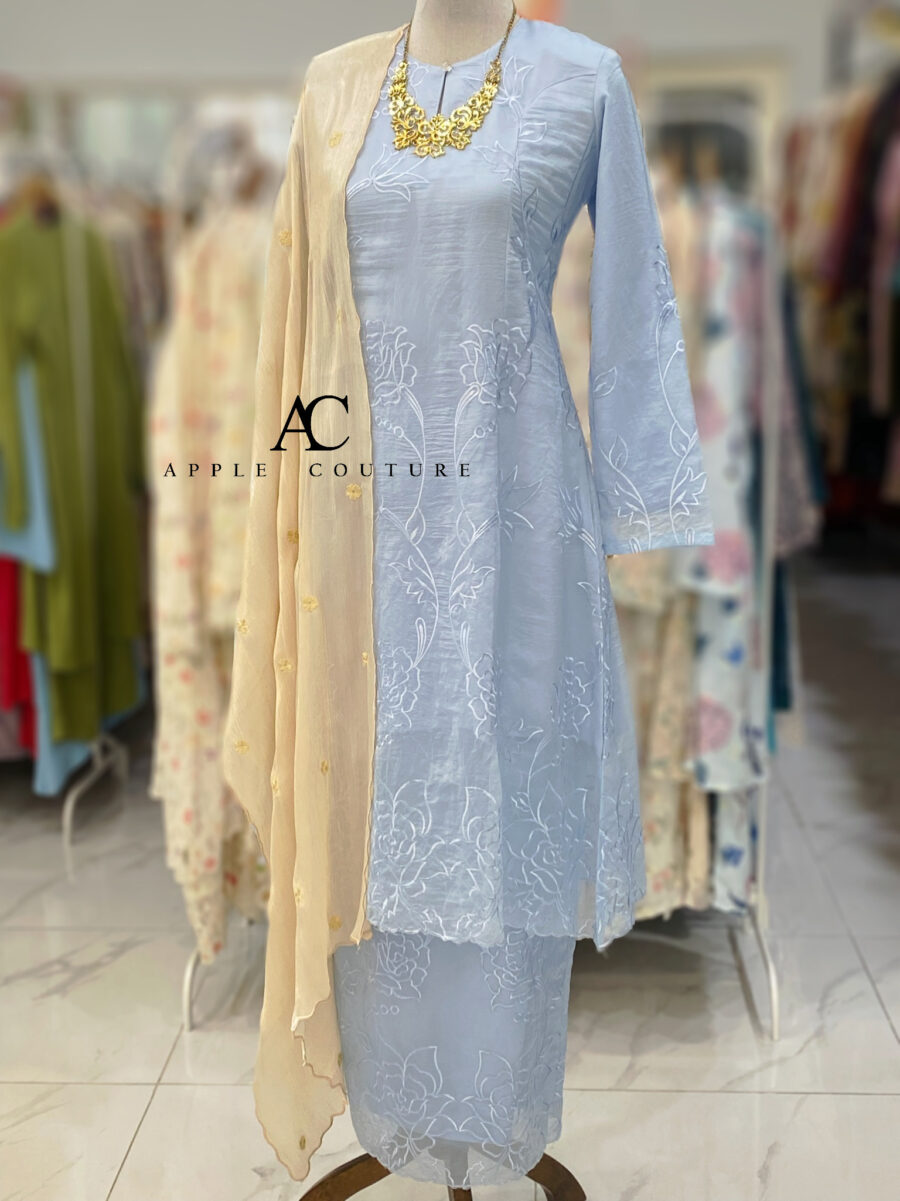 CAMELIA KURUNG LABUH WRINKLES ORGANZA BABY BLUE
