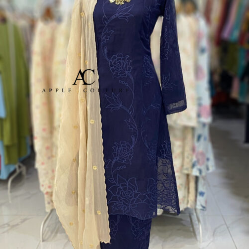 CAMELIA KURUNG LABUH WRINKLES ORGANZA DARK BLUE
