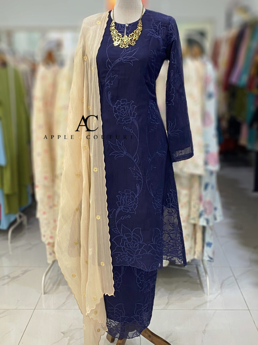 CAMELIA KURUNG LABUH WRINKLES ORGANZA DARK BLUE