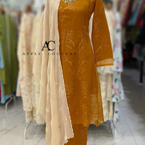 CAMELIA KURUNG LABUH WRINKLES ORGANZA ORANGE
