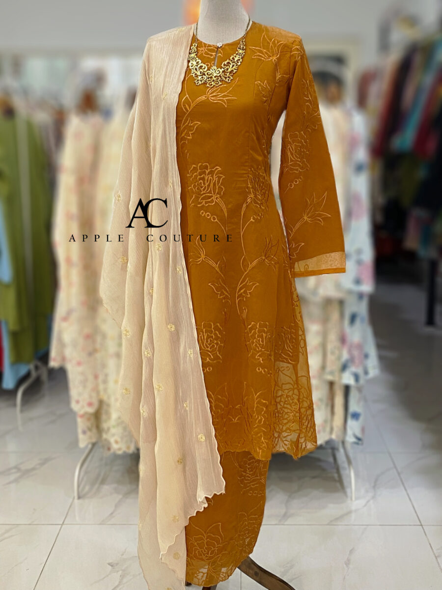 CAMELIA KURUNG LABUH WRINKLES ORGANZA ORANGE