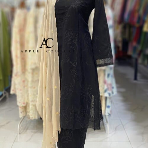 CAMELIA KURUNG LABUH WRINKLES ORGANZA BLACK