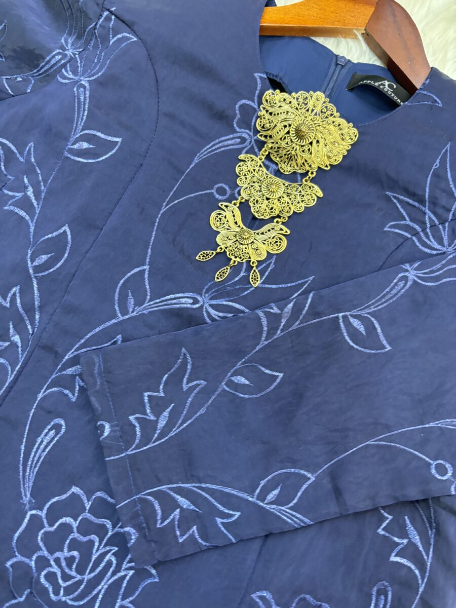 CAMELIA KURUNG LABUH WRINKLES ORGANZA DARK BLUE - Image 2