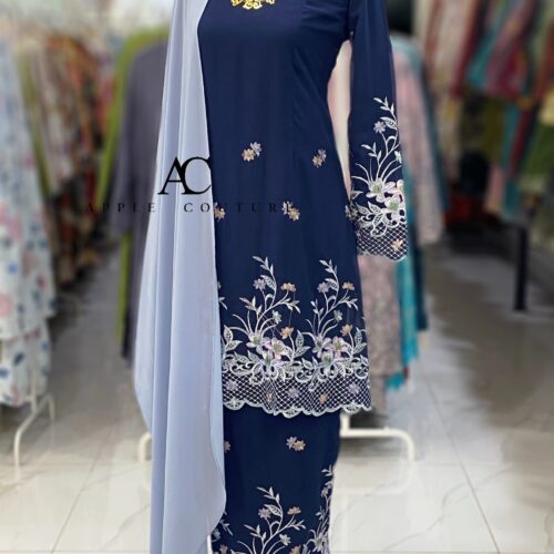 CAMELIA KURUNG PREMIUM CHIFFON SULAM NAVY BLUE