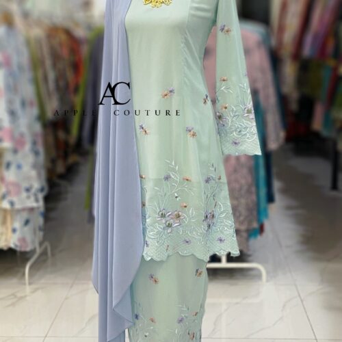 CAMELIA KURUNG PREMIUM CHIFFON SULAM MINT GREEN