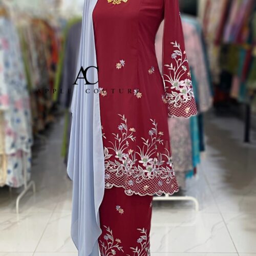 CAMELIA KURUNG PREMIUM CHIFFON SULAM DARK RED