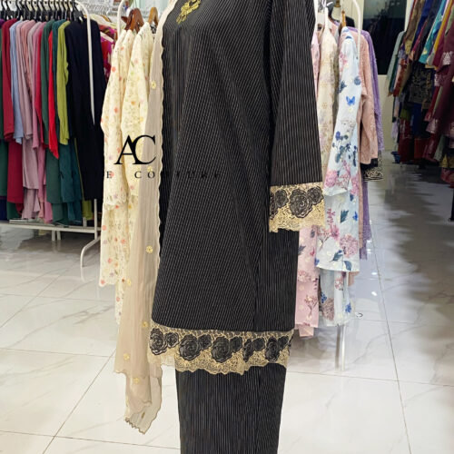 INANG KURUNG COTTON SULAM BLACK