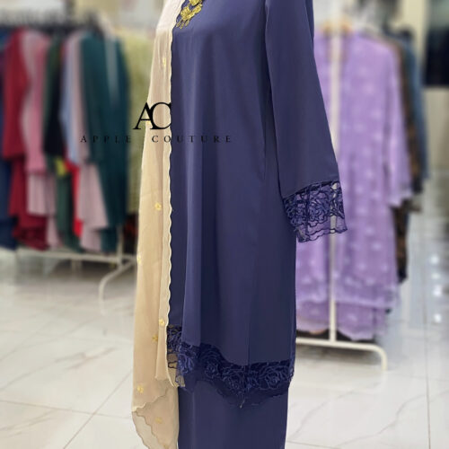 INANG KURUNG ZOOM BORDER LACE NAVY BLUE