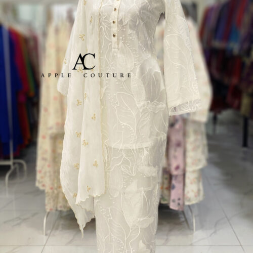 BAINON KURUNG EMBROIDERY ORGANZA WHITE 2.0