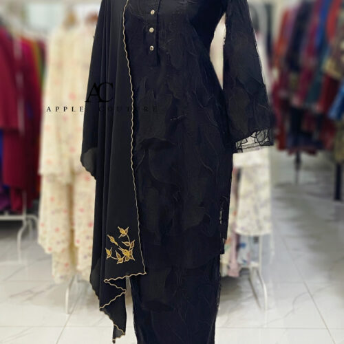 BAINON KURUNG EMBROIDERY ORGANZA BLACK 2.0