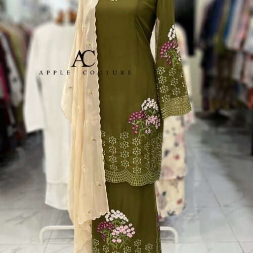 BAINON KURUNG PREMIUM ORGANZA OLIVE 2