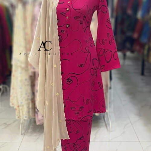 ADINDA KURUNG PRINTED CREPE FUSHIA 2.0