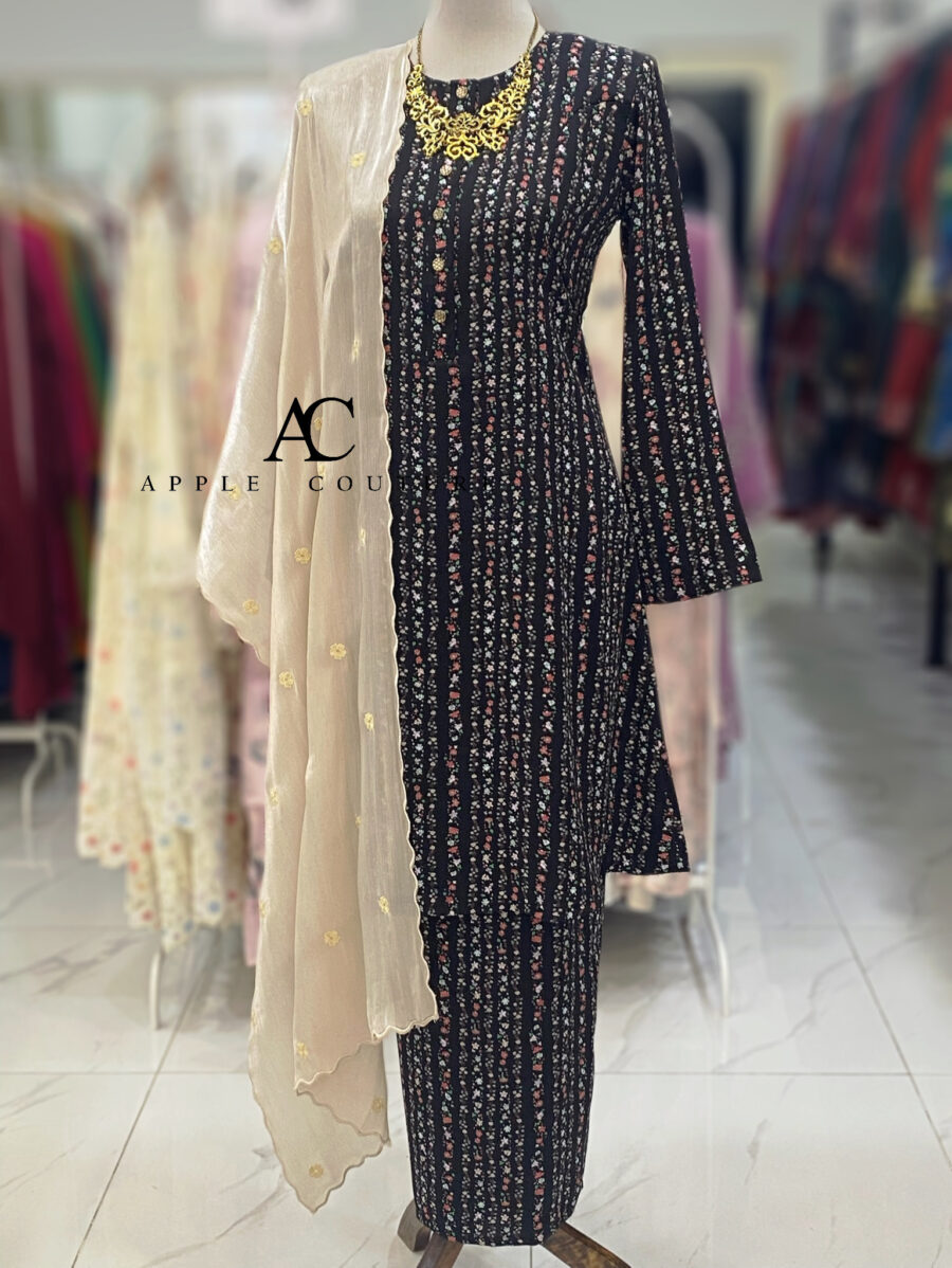ADINDA KURUNG PRINTED CREPE BLACK FLORAL 2.0