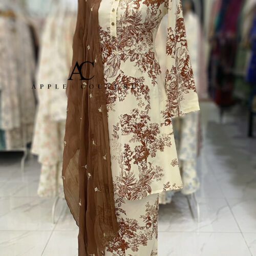 ADINDA KURUNG PRINTED CREPE CREAM BROWN 2.0