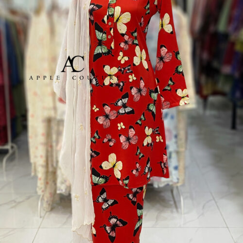 ADINDA KURUNG PRINTED CREPE RED BUTTERFLY 2.0