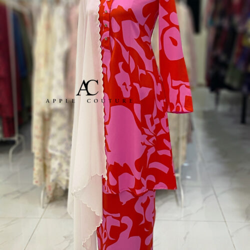 ADINDA KURUNG PRINTED CREPE RED PINK 2.0