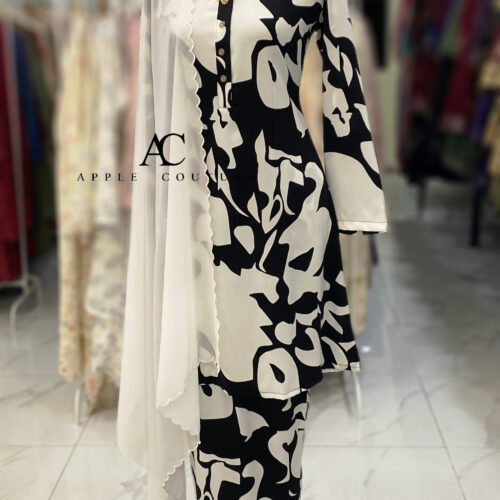 ADINDA KURUNG PRINTED CREPE BLACK WHITE 2.0