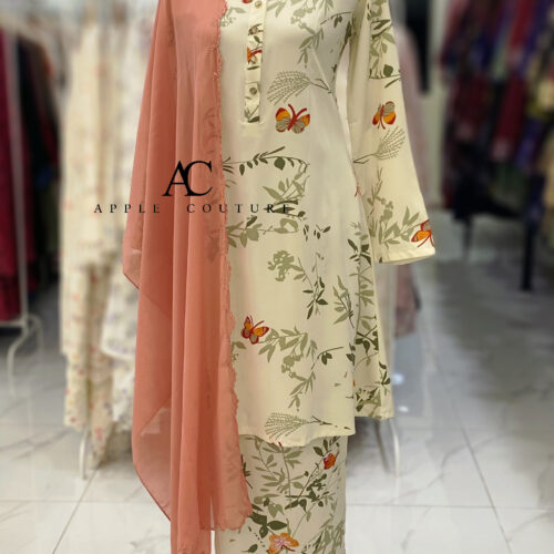 ADINDA KURUNG PRINTED CREAM BUTTERFLY CREPE 2.0