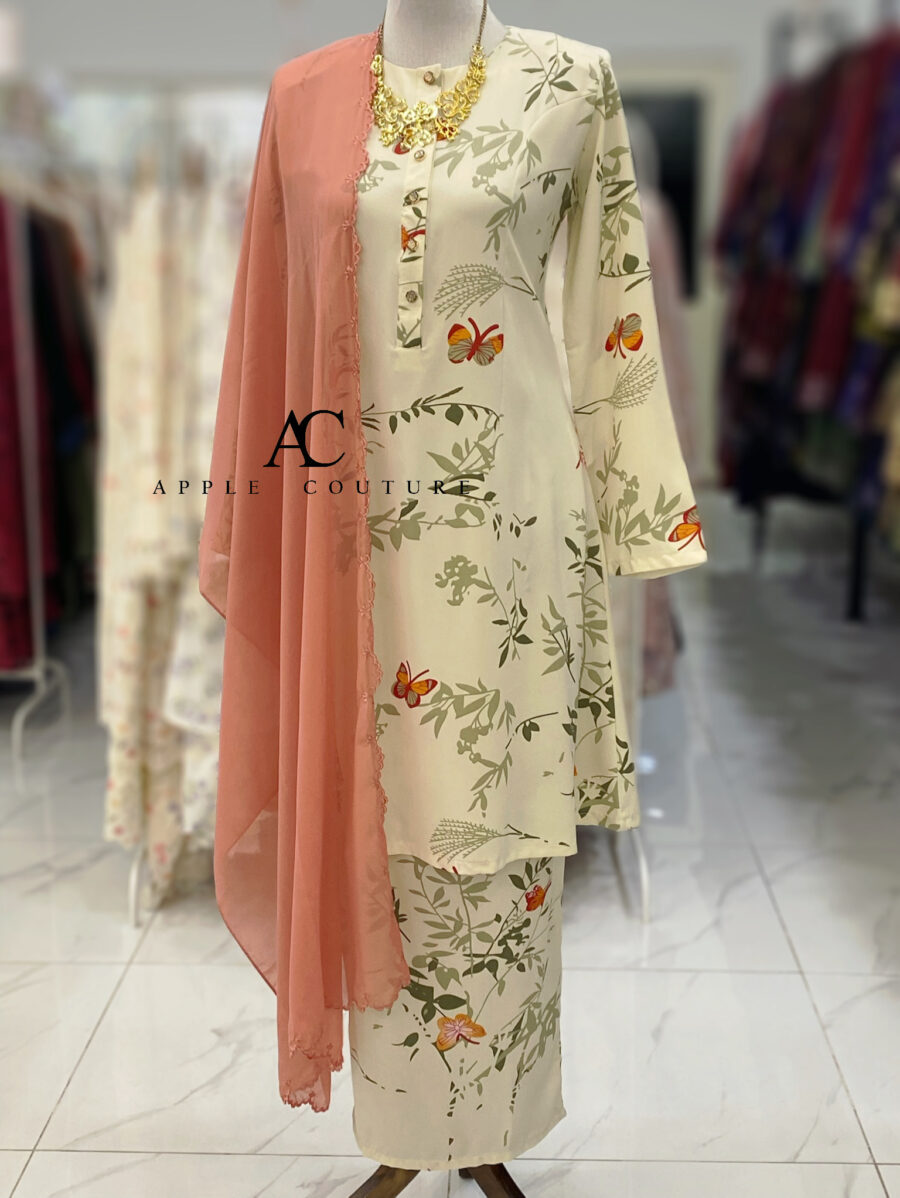 ADINDA KURUNG PRINTED CREAM BUTTERFLY CREPE 2.0