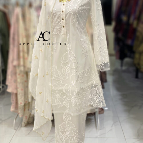 ADINDA KURUNG PREMIUM EMBROIDERY WHITE 2.0