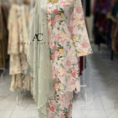 ADINDA KURUNG PRINTED CREPE 2.0 SOFT PINK