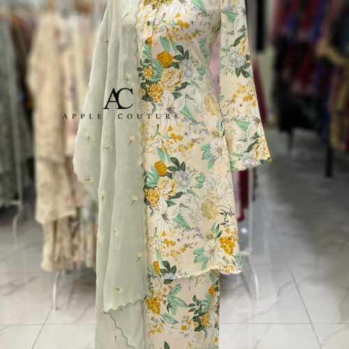 ADINDA KURUNG PRINTED CREPE 2.0 SOFT YELLOW