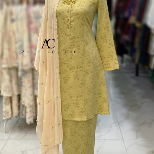 ADINDA KURUNG PRINTED CREPE 2.0 YELLOW MUSTARD
