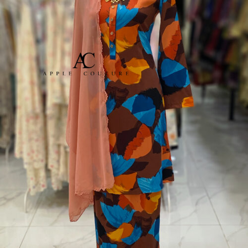 ADINDA KURUNG PRINTED CREPE 2.0 BROWN ORANGE