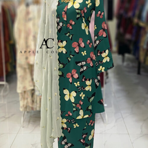 ADINDA KURUNG PRINTED CREPE 2.0 BUTTERFLY GREEN