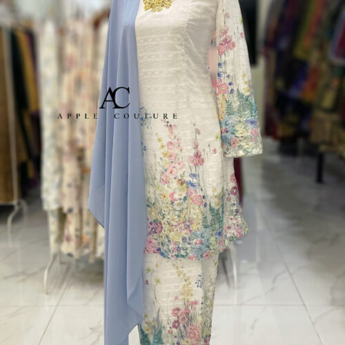 CAMELIA KURUNG MODEN EMBOSS CHIFFON WHITE