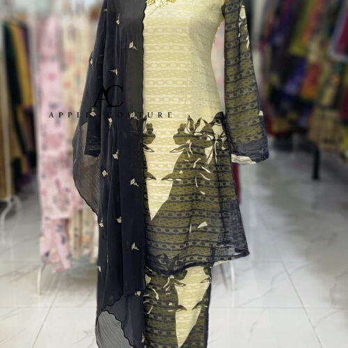 CAMELIA KURUNG MODEN EMBOSS CHIFFON YELLOW BLACK