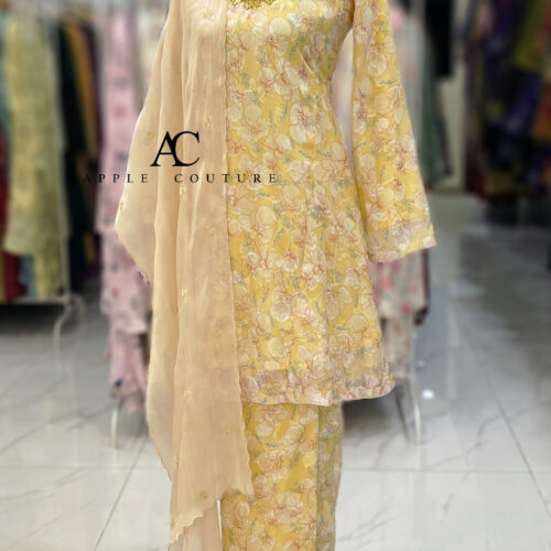 MELOR KURUNG RIAU EMBOSS CHIFFON YELLOW