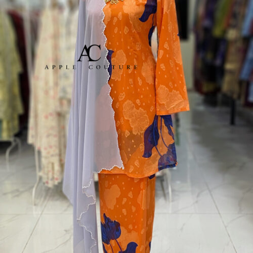 CAMELIA KURUNG MODEN EMBOSS CHIFFON ORANGE BLUE