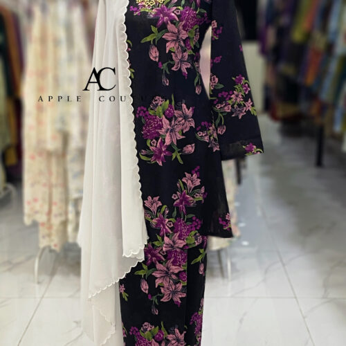 CAMELIA KURUNG MODEN EMBOSS CHIFFON BLACK