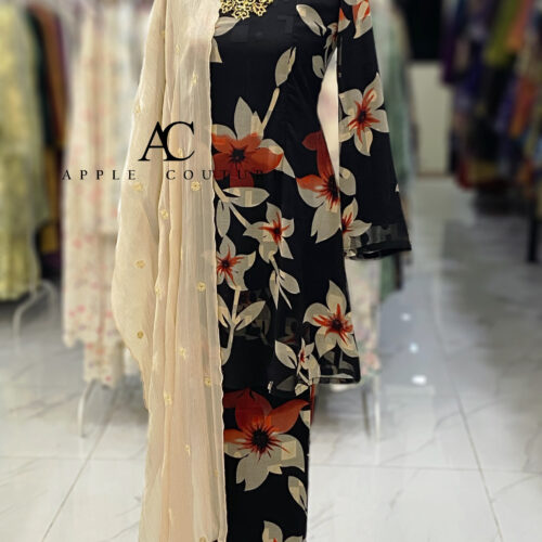 CAMELIA KURUNG MODEN EMBOSS CHIFFON BLACK