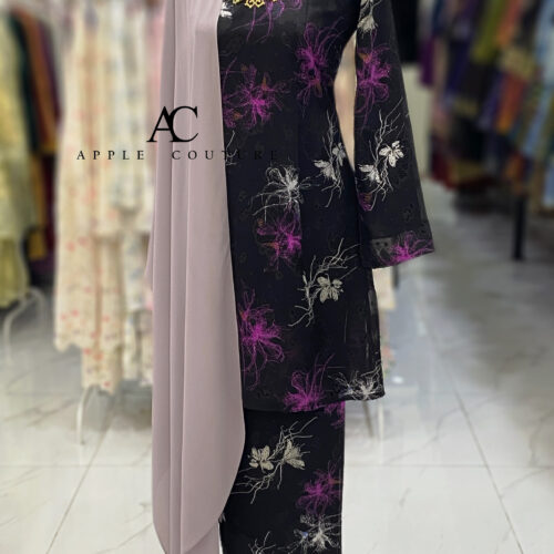 CAMELIA KURUNG MODEN EMBOSS CHIFFON BLACK PINK