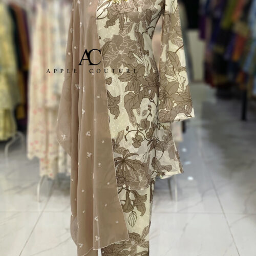 CAMELIA KURUNG MODEN EMBOSS CHIFFON CREAM BROWN