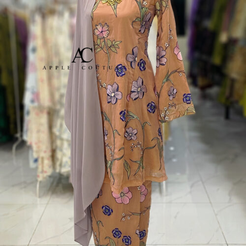 MELOR KURUNG RIAU ORGANZA WRINKLES BROWN