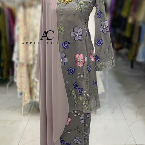 MELOR KURUNG RIAU ORGANZA WRINKLES DARK GREY