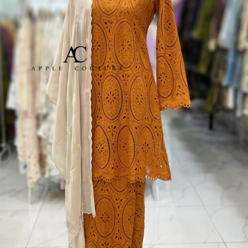 CAMELIA KURUNG PREMIUM LACE SULAM ORANGE BRICK