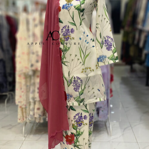 CAMELIA KURUNG MODEN ORGANZA WHITE