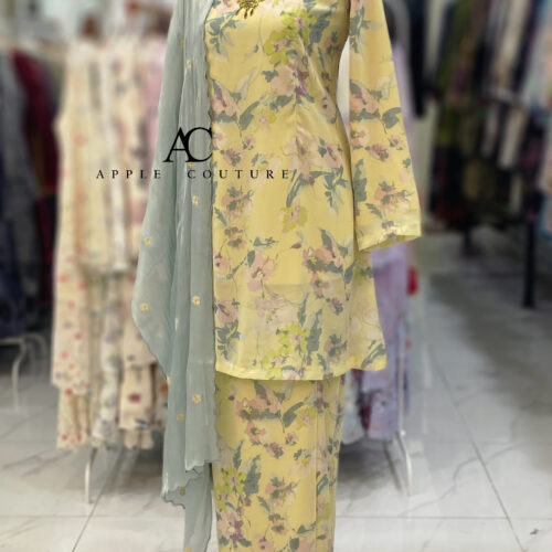 CAMELIA KURUNG PRINTED CHIFFON YELLOW