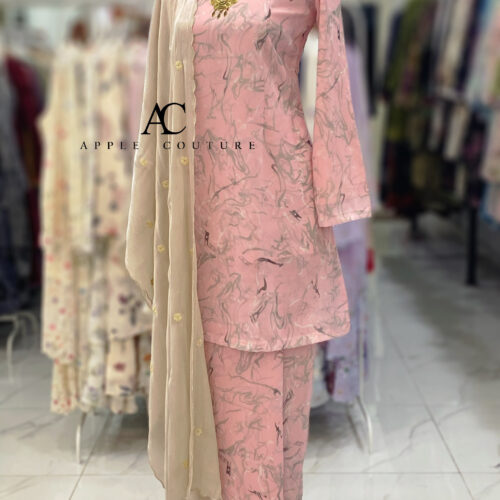 CAMELIA KURUNG PRINTED CHIFFON PINK