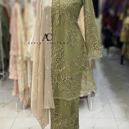 ADINDA KURUNG PREMIUM EMBROIDERY 2.0 SAGE GREEN
