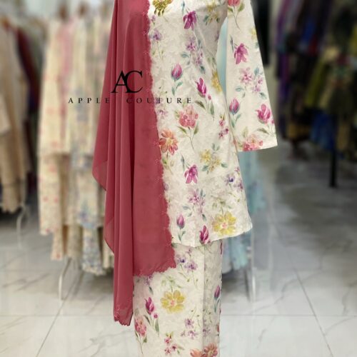 CAMELIA KURUNG MODEN CHIFFON JAQUARD OFF WHITE